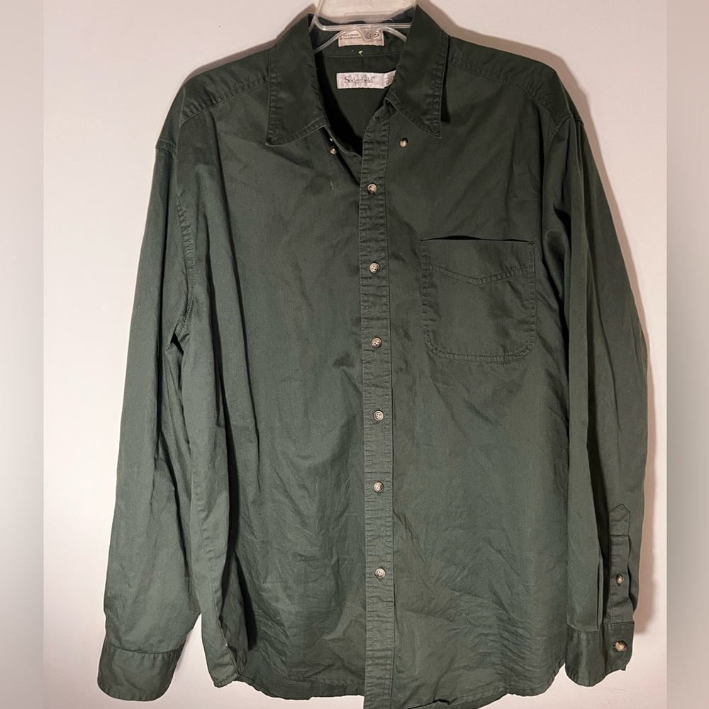 Forest green button down
